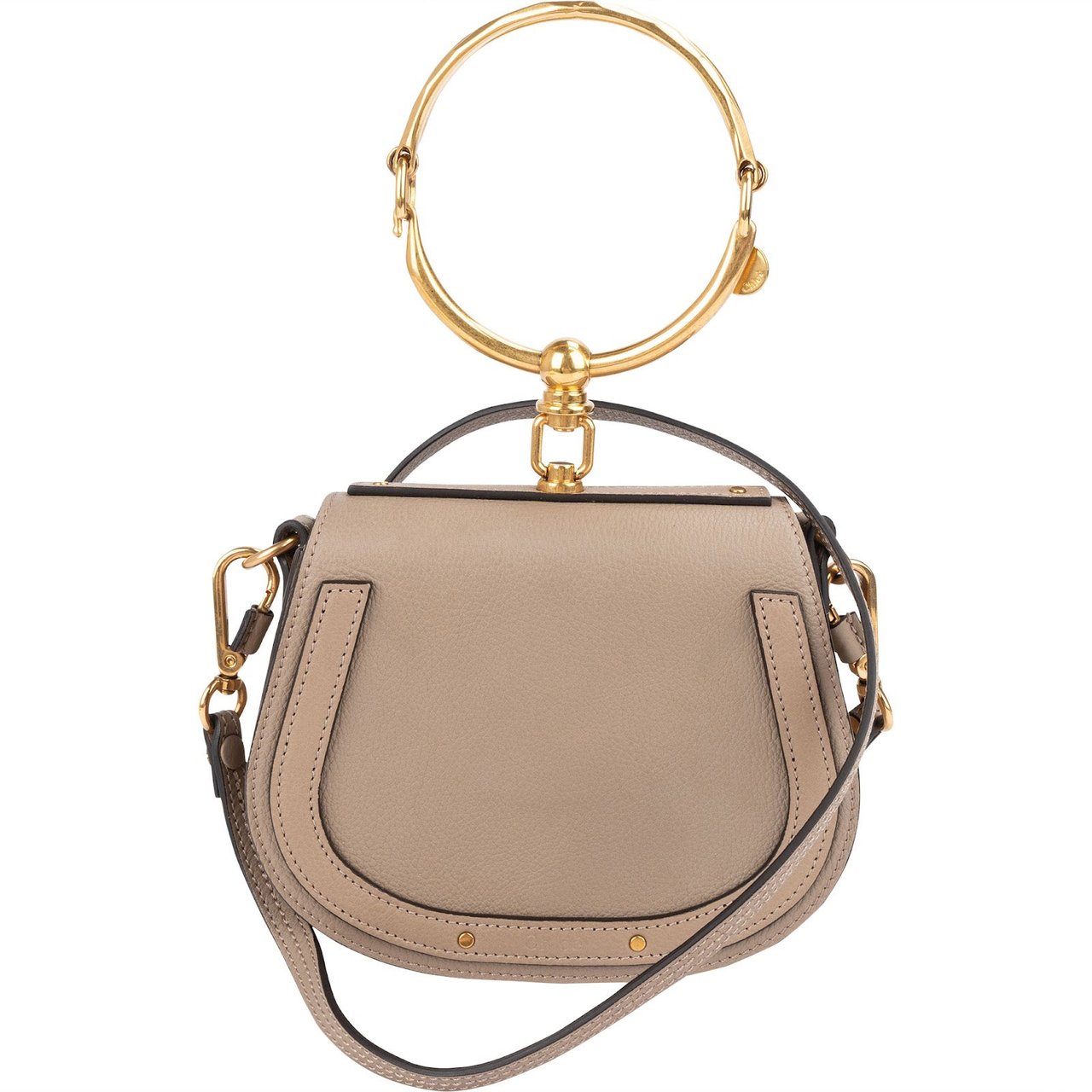 Chloé Chloé Grained Calfskin Suede Nile Small Crossbody Handbag Taupe