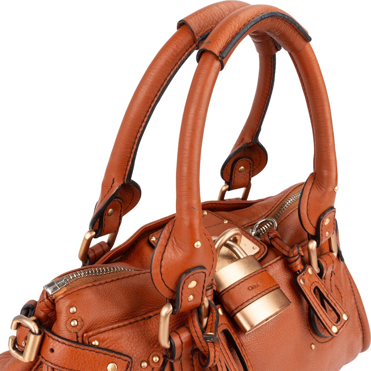 Chloé Chloé Grained Leather Paddington Satchel Handbag Bruin