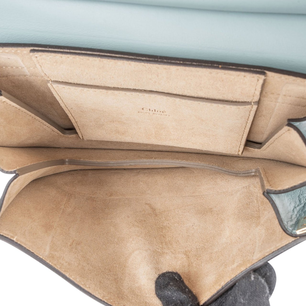 Chloé Suede & Leather Small Faye Crossbody Bag Lichtblauw