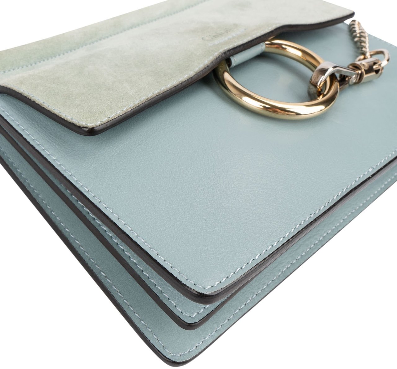 Chloé Suede & Leather Small Faye Crossbody Bag Lichtblauw