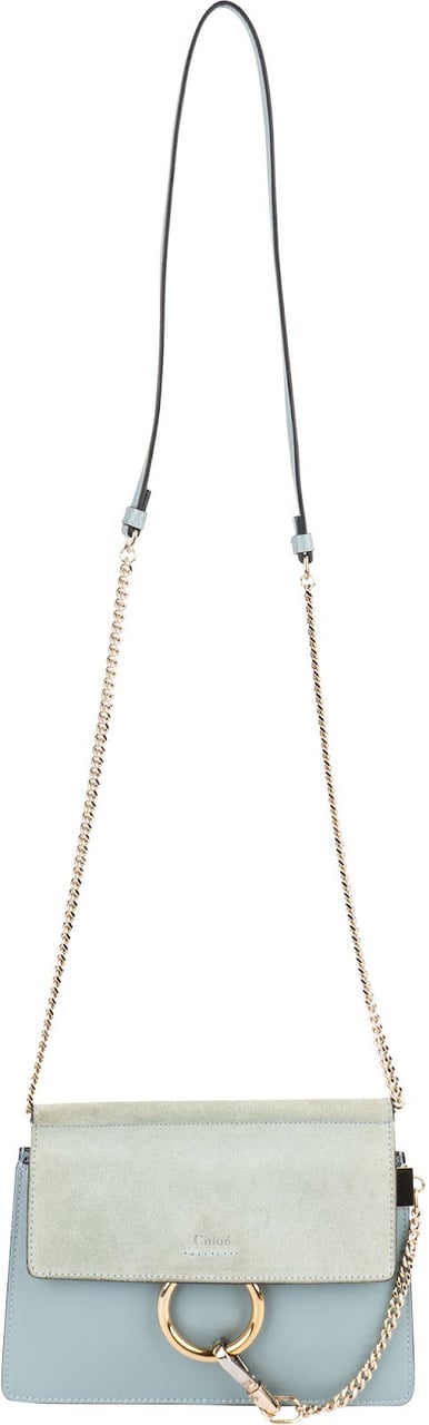 Chloé Suede & Leather Small Faye Crossbody Bag Lichtblauw