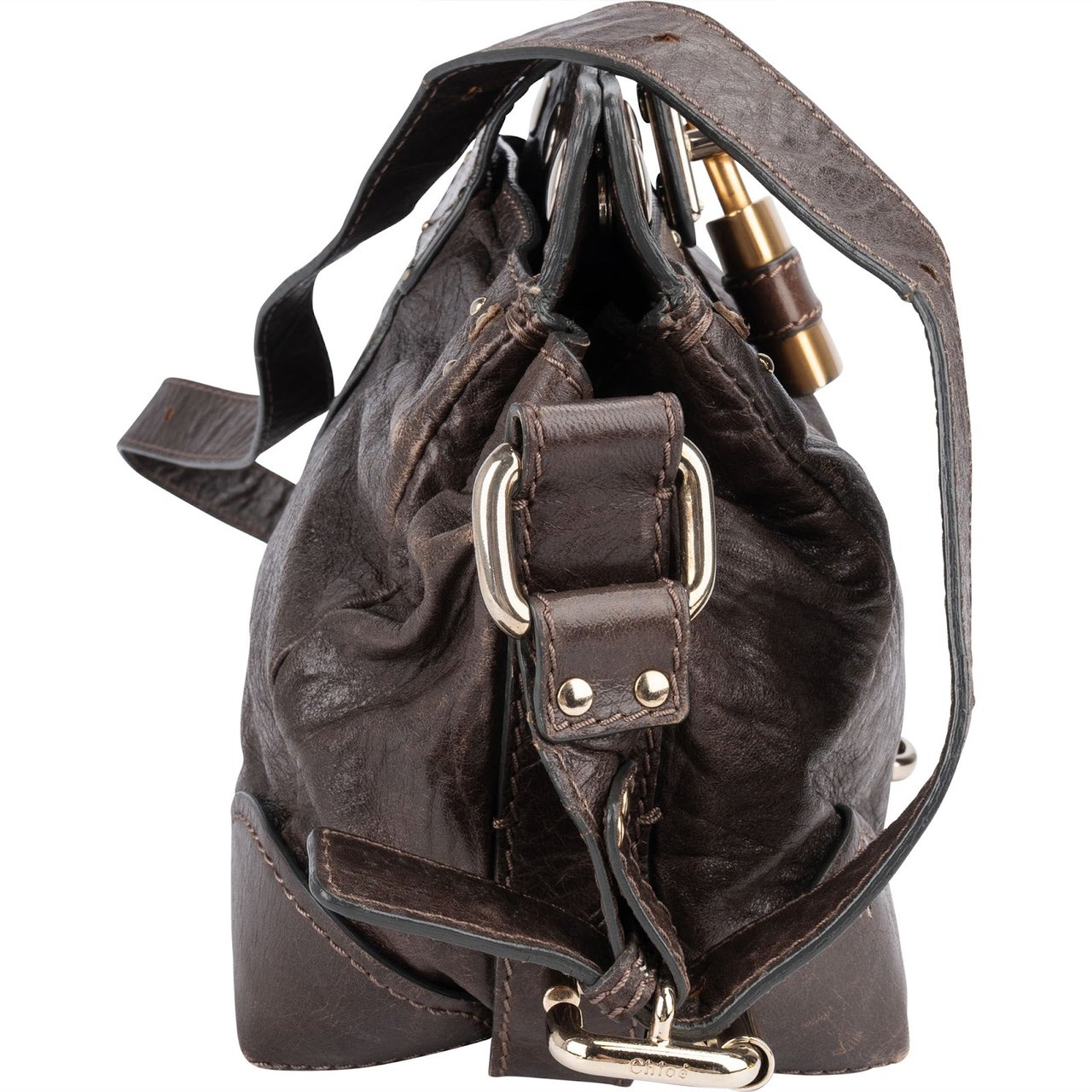 Chloé Leather Small Paddington Crossbody Bag Bruin