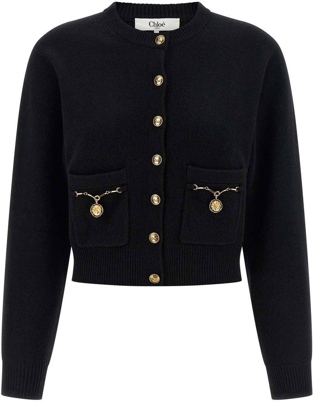 Chloé Black Wool Cardigan Zwart