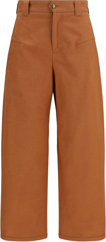 Chloé High-Waisted Wide-Leg Chloé Cotton Trousers Neutraal
