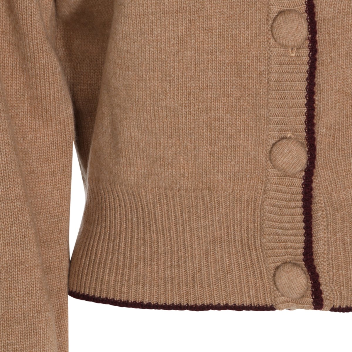 Chloé Brown Wool Knit Cardigan With Heart Logo And Button Detailing Bruin