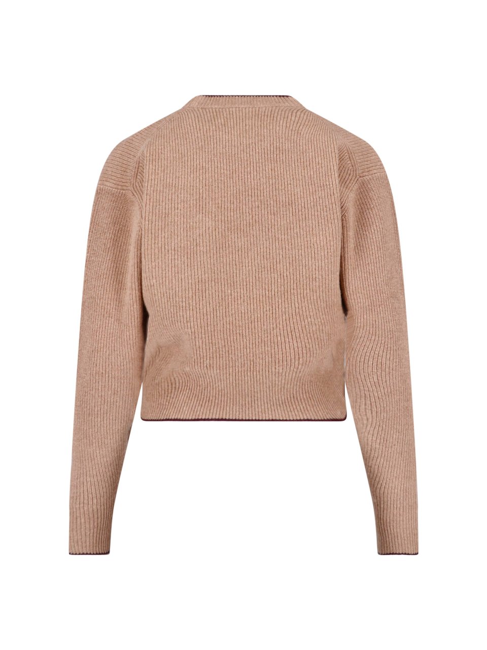 Chloé Cropped Wool And Cashmere Knit Sweater With Intarsia Logo Bruin