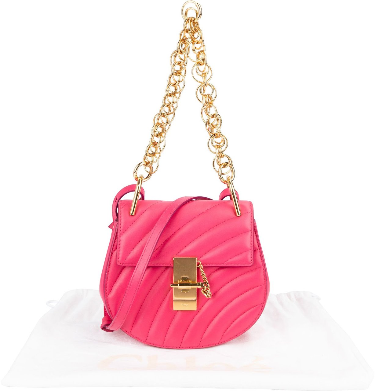 Chloé Chloé Quilted Leather Chain Drew Bijou Crossbody Shoulder Bag Rood