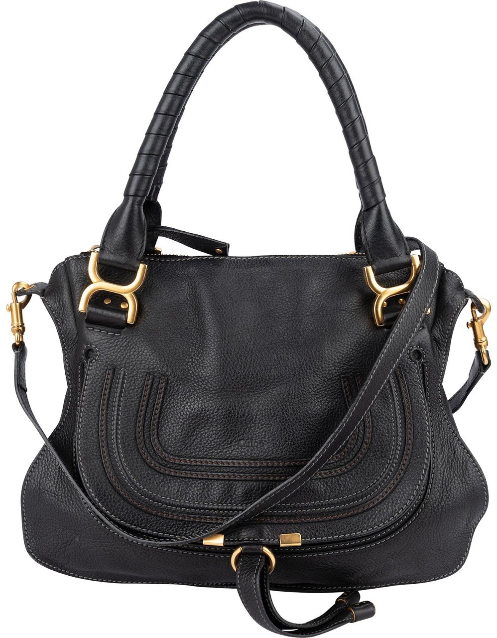 Chloé Chloé Grained Leather Marcie Hobo Handbag Zwart
