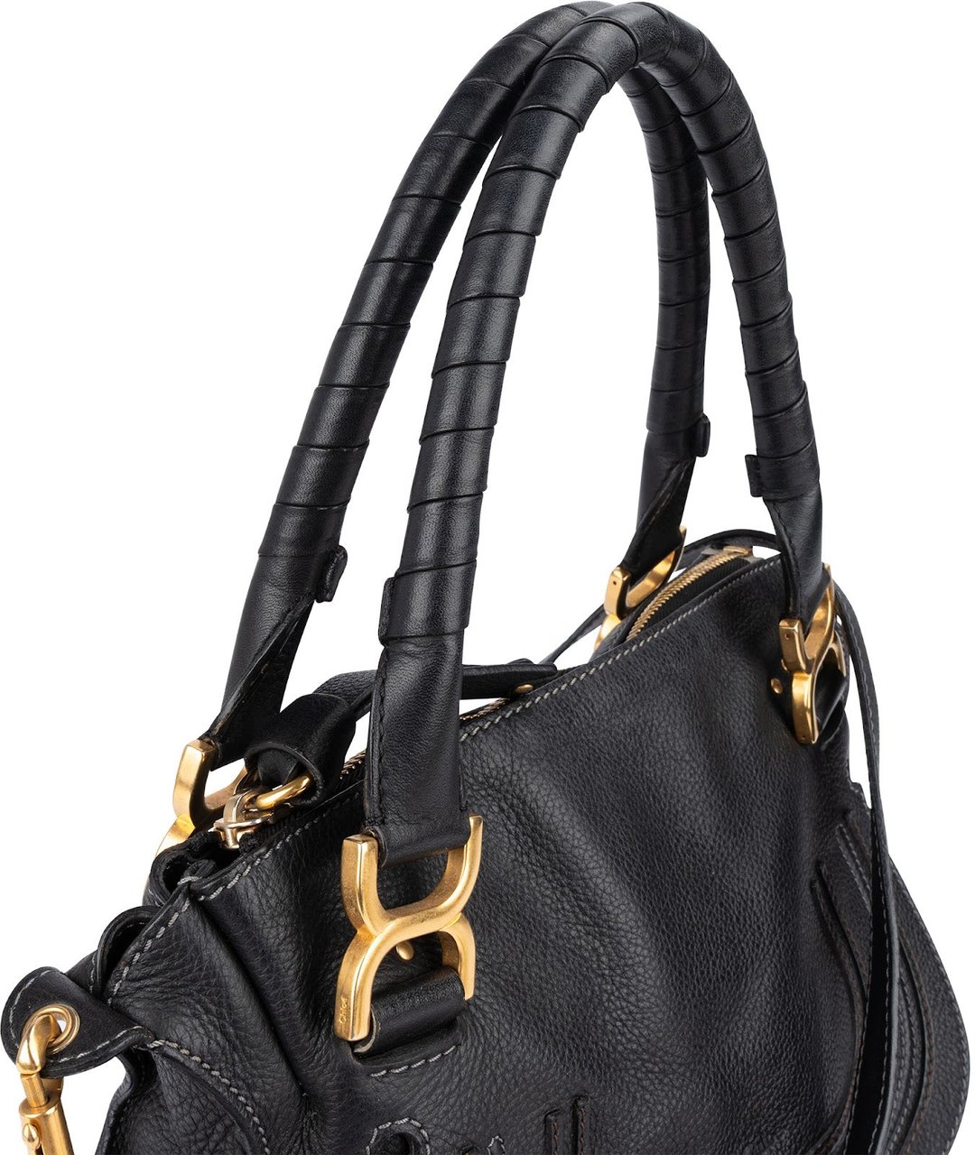 Chloé Chloé Grained Leather Marcie Hobo Handbag Zwart