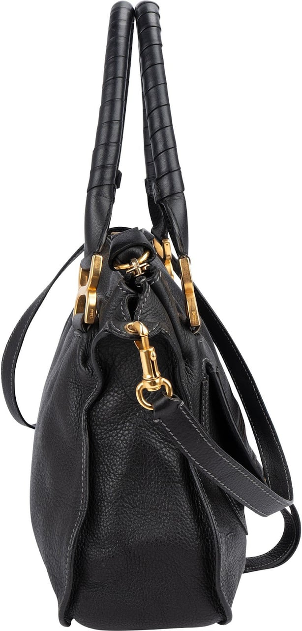 Chloé Chloé Grained Leather Marcie Hobo Handbag Zwart