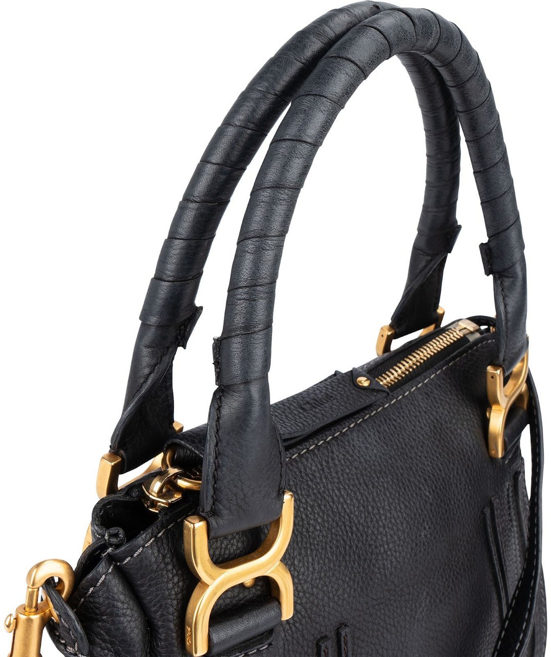 Chloé Chloé Black Grainded Leather Marcie Handbag Zwart