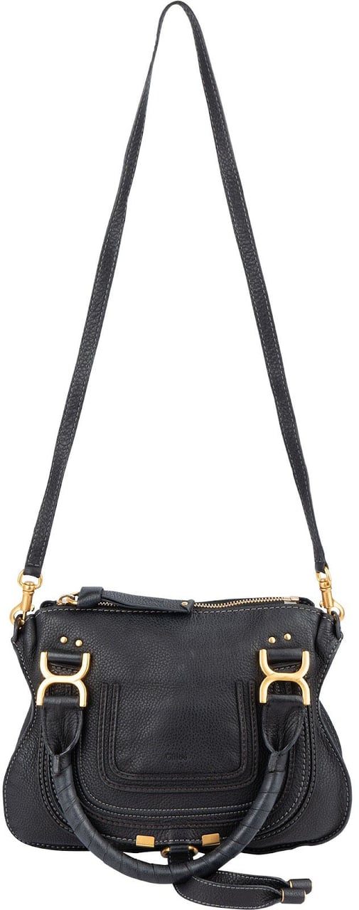 Chloé Chloé Black Grainded Leather Marcie Handbag Zwart