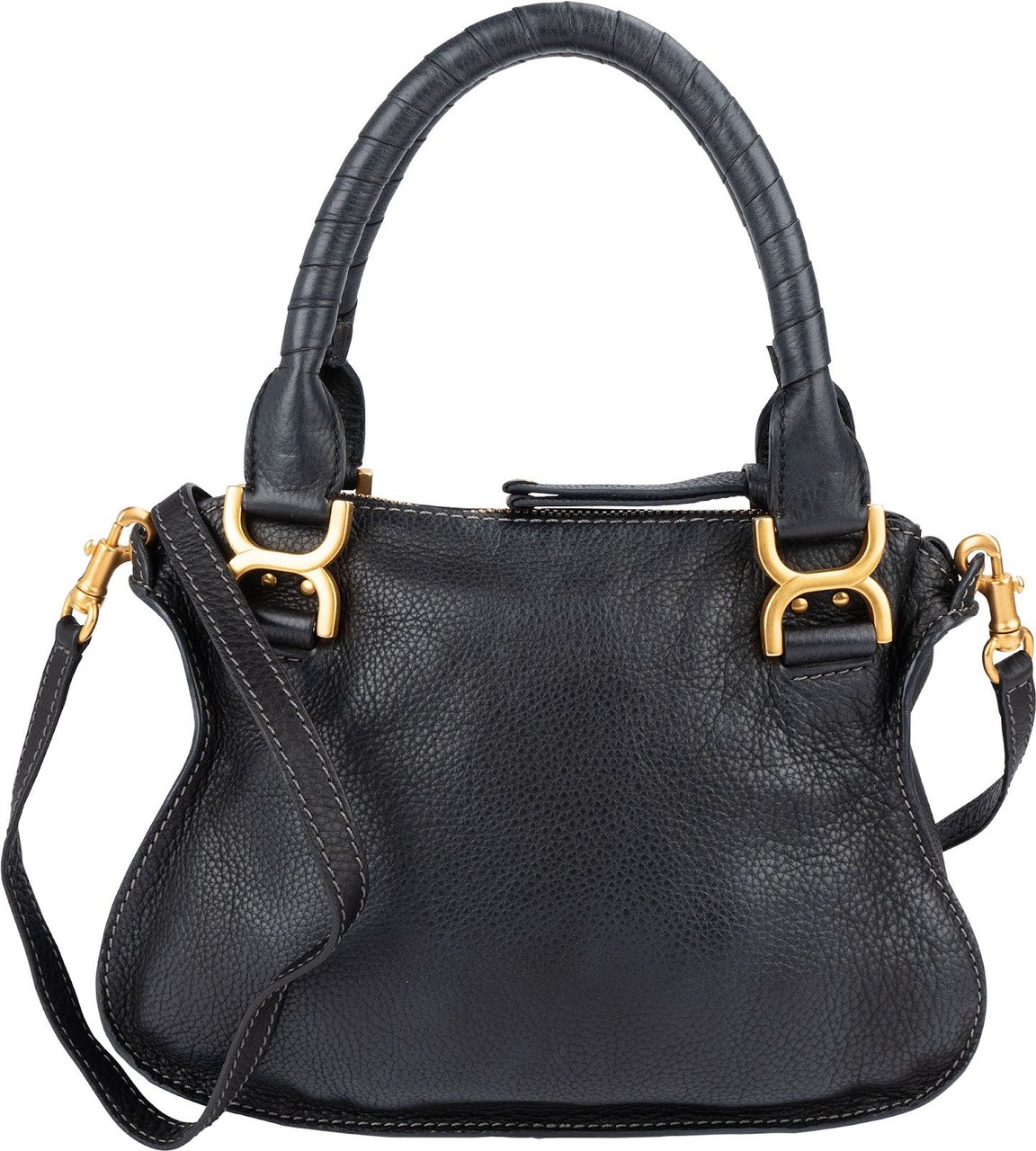 Chloé Chloé Black Grainded Leather Marcie Handbag Zwart