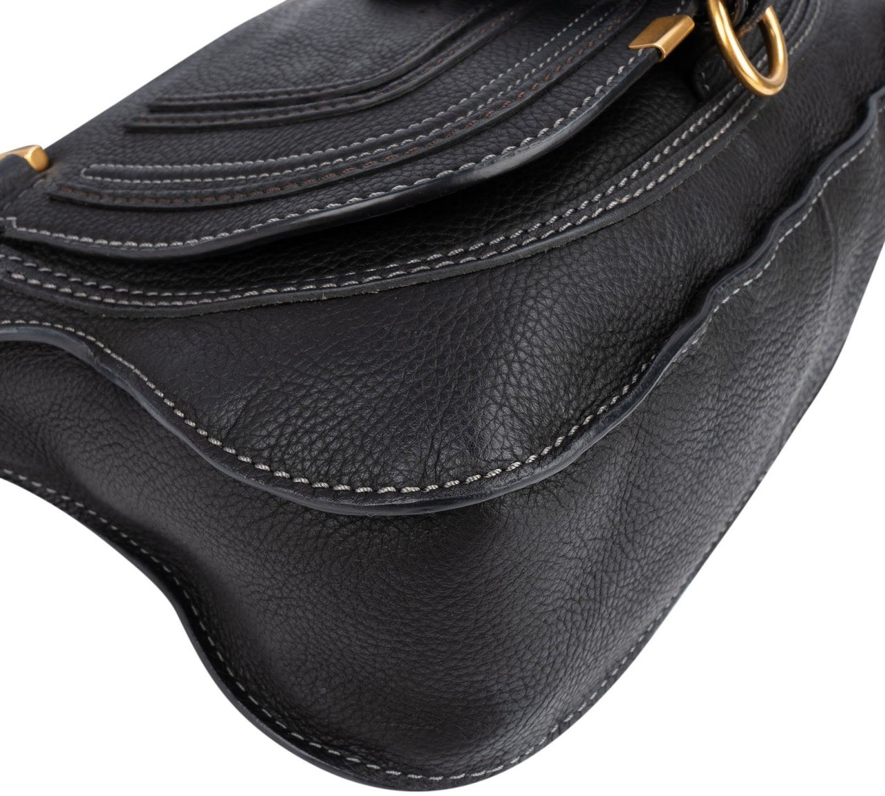 Chloé Chloé Black Grainded Leather Marcie Handbag Zwart