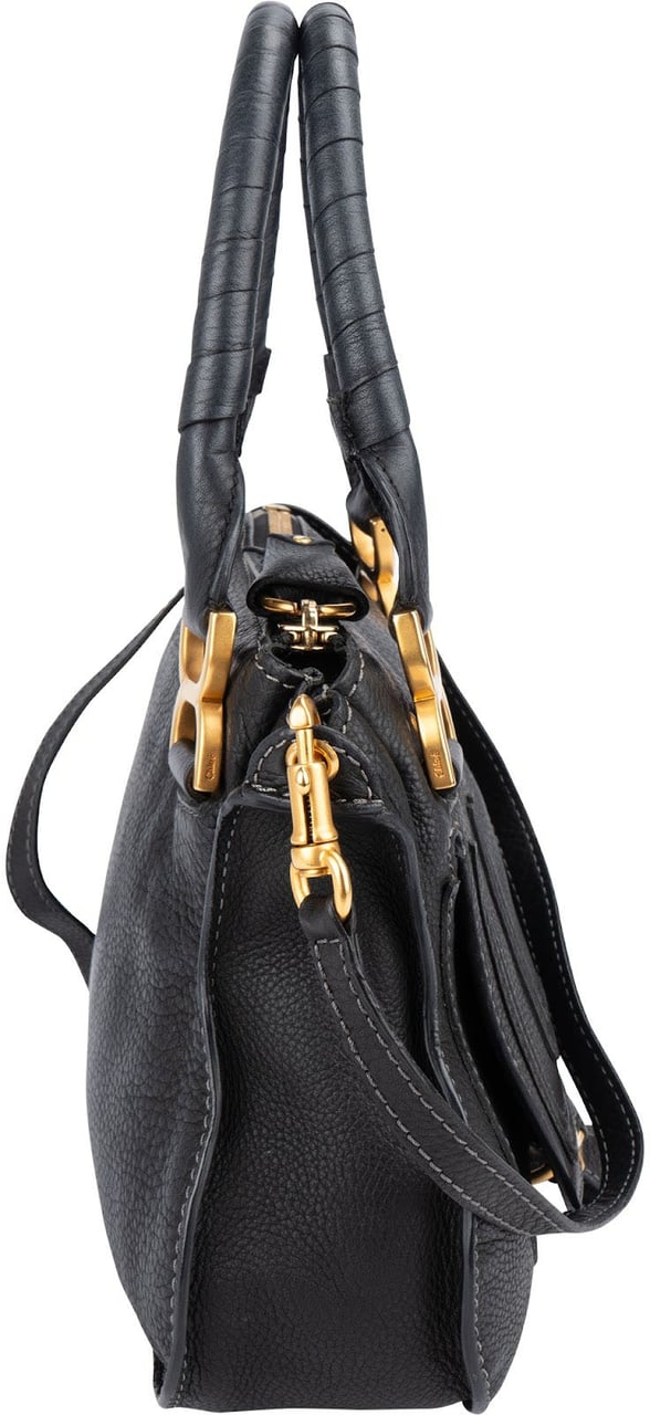 Chloé Chloé Black Grainded Leather Marcie Handbag Zwart