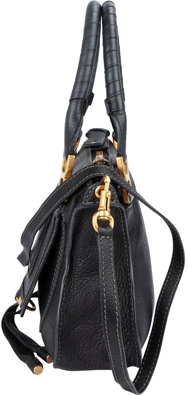 Chloé Chloé Black Grainded Leather Marcie Handbag Zwart