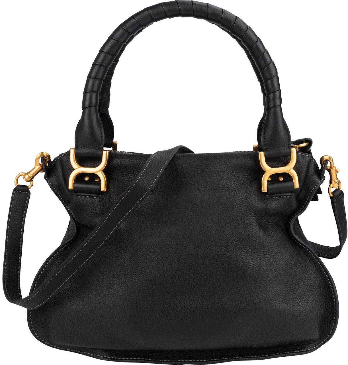 Chloé Chloé Grained Leather Marcie Handbag Zwart