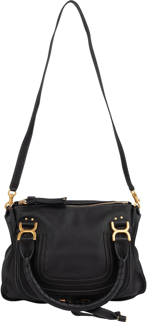 Chloé Chloé Grained Leather Marcie Handbag Zwart