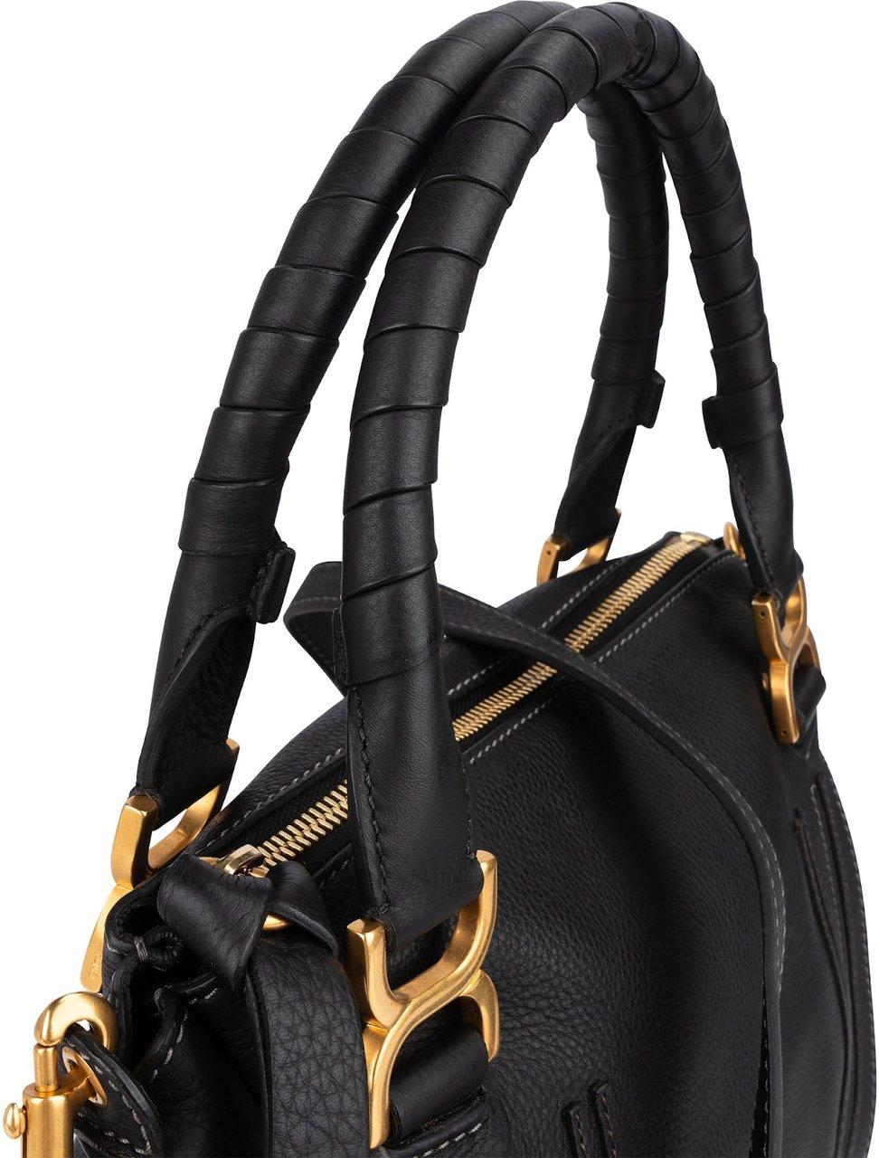 Chloé Chloé Grained Leather Marcie Handbag Zwart