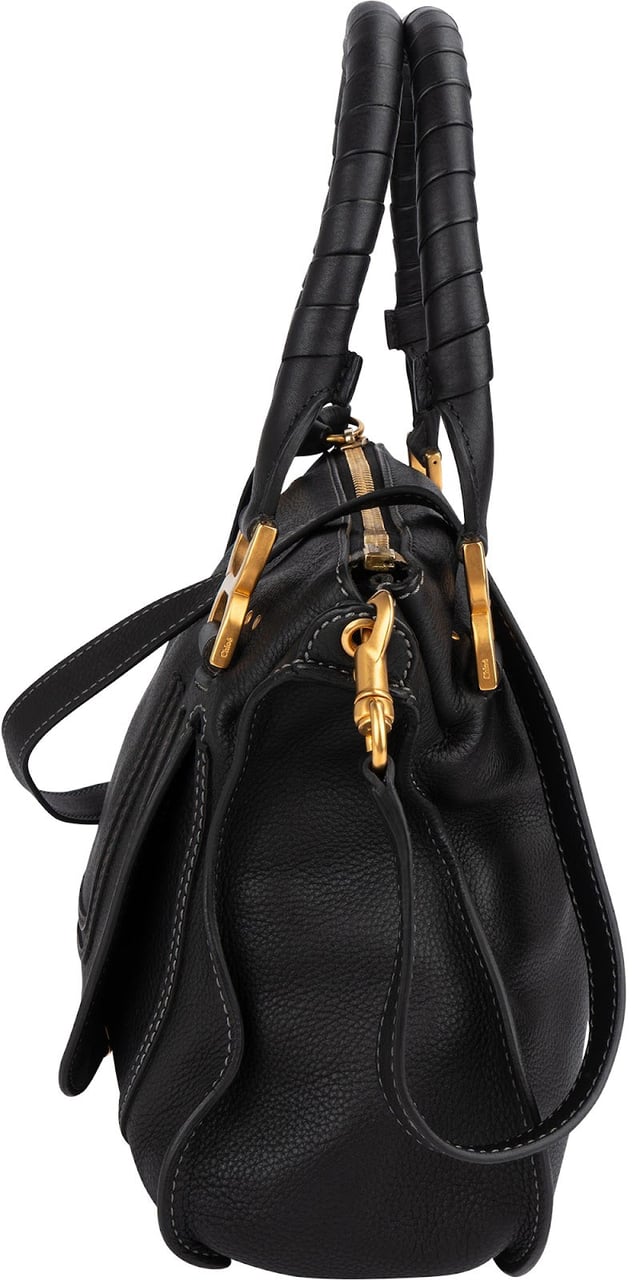 Chloé Chloé Grained Leather Marcie Handbag Zwart