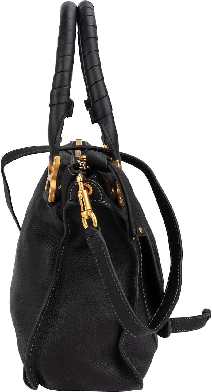 Chloé Chloé Grained Leather Marcie Handbag Zwart