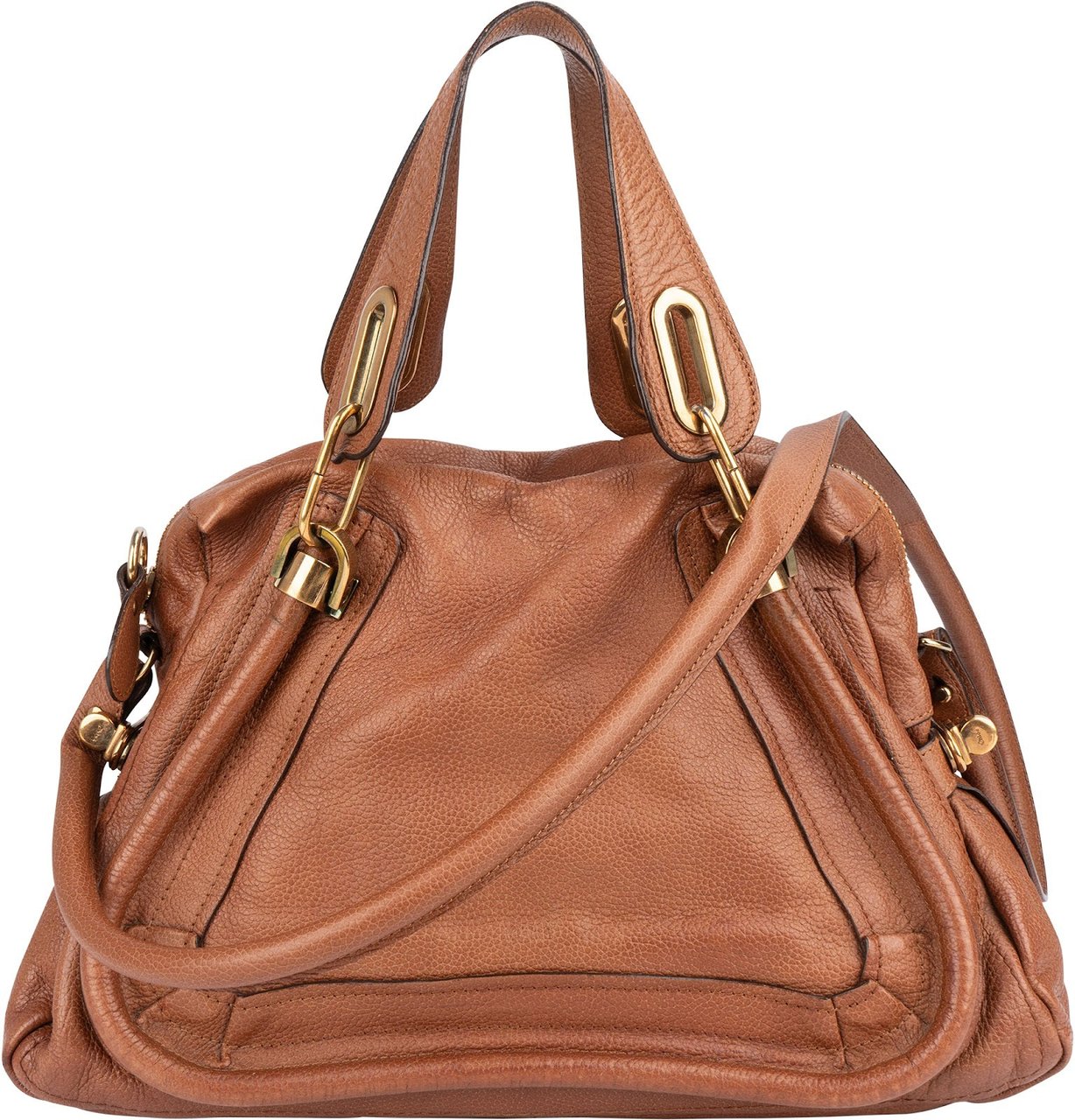 Chloé Chloé Pebbled Leather Paraty Shoulder Handbag Bruin
