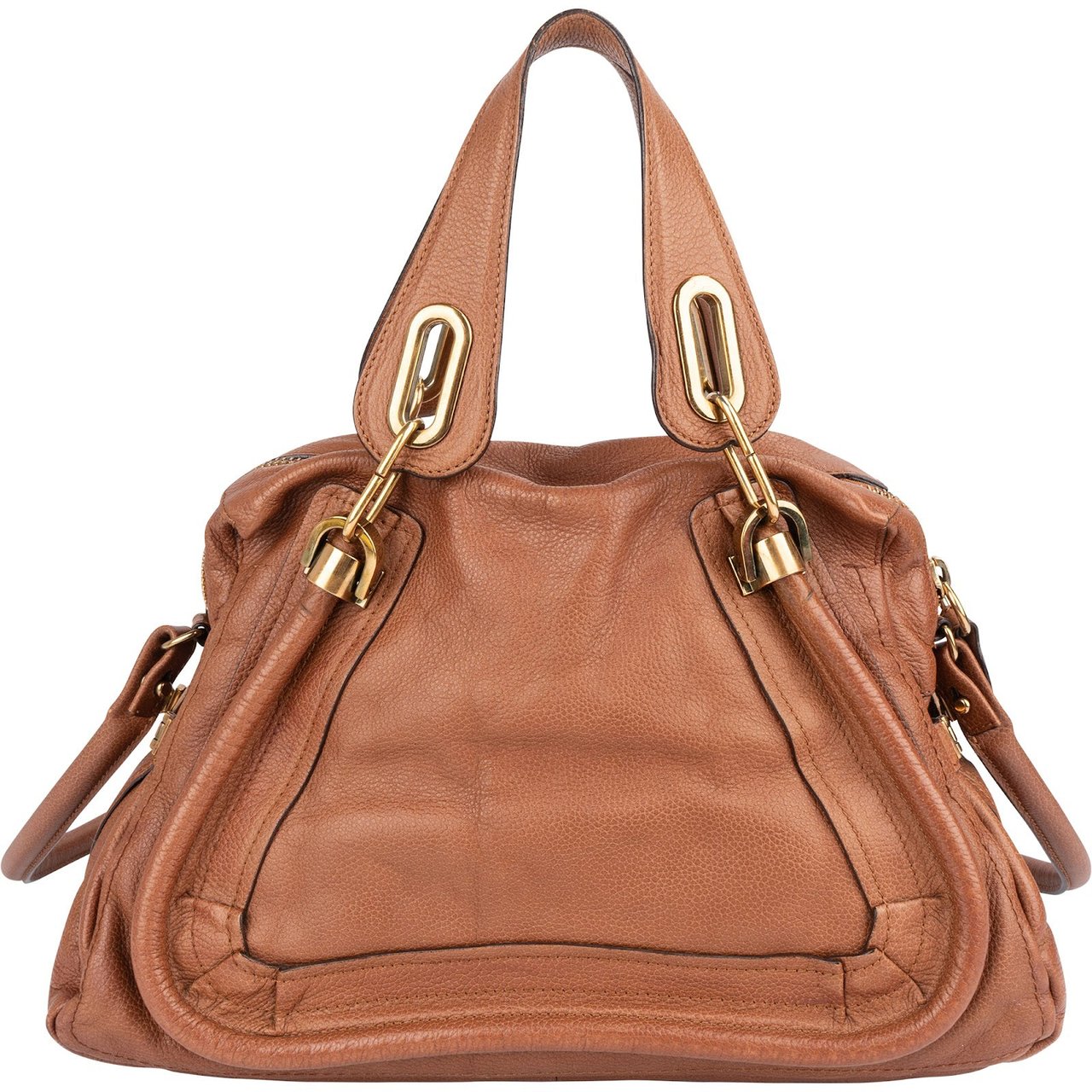 Chloé Chloé Pebbled Leather Paraty Shoulder Handbag Bruin