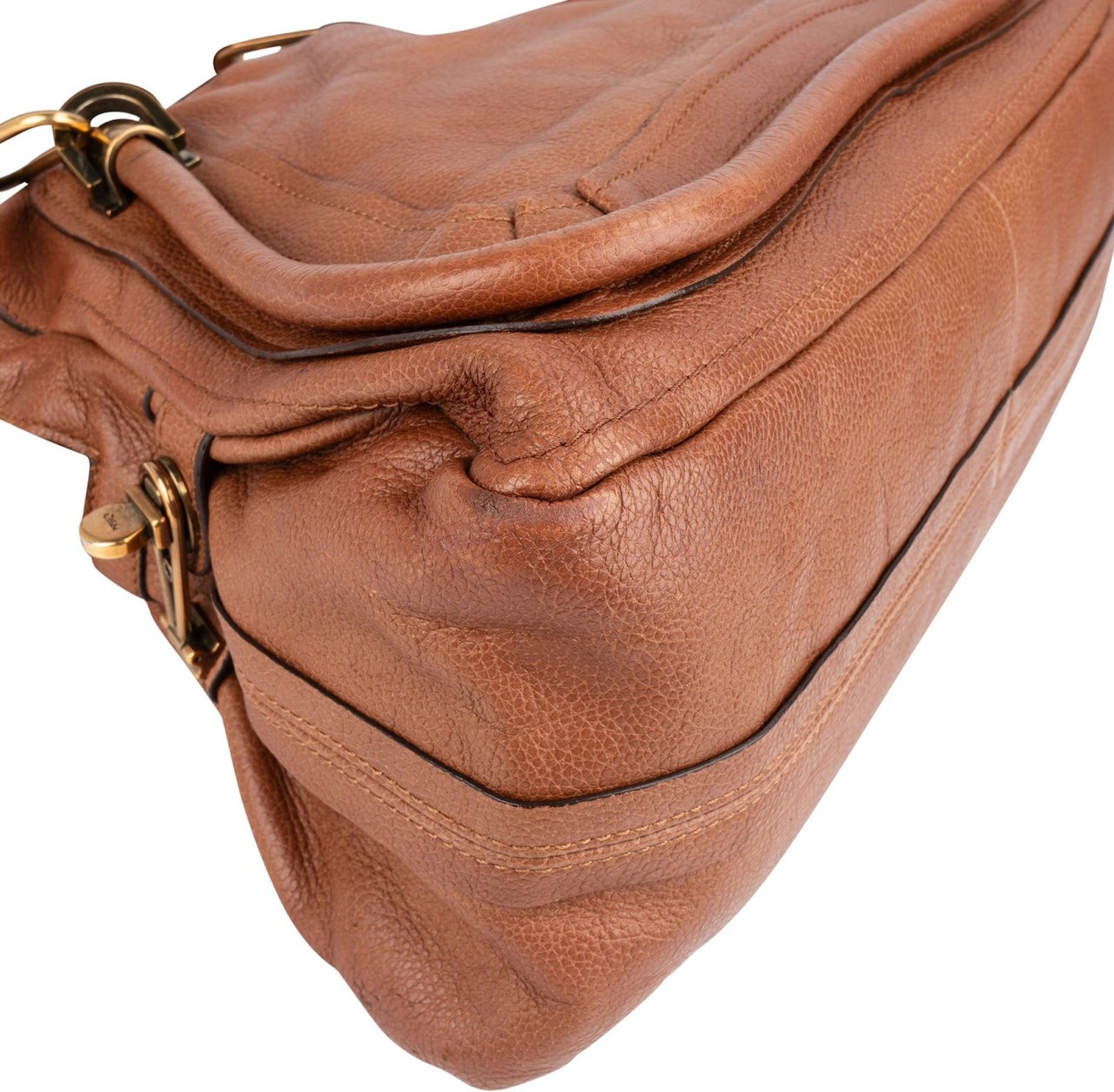 Chloé Chloé Pebbled Leather Paraty Shoulder Handbag Bruin