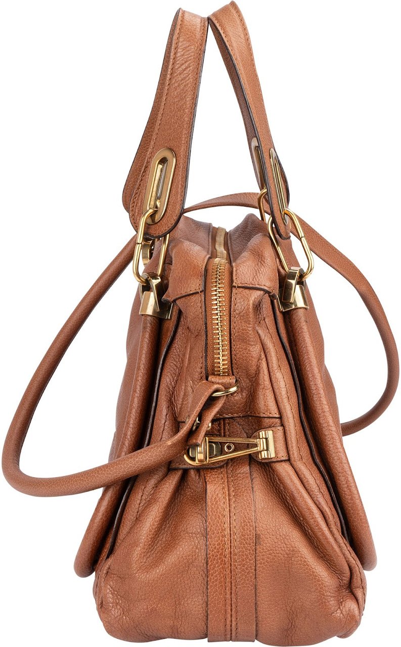 Chloé Chloé Pebbled Leather Paraty Shoulder Handbag Bruin