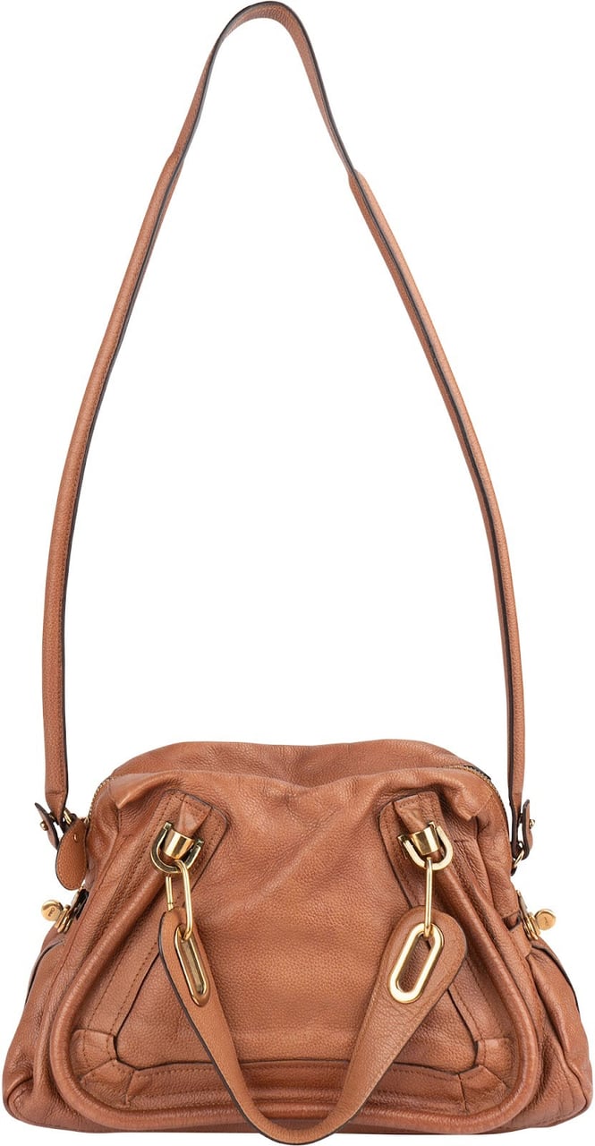 Chloé Chloé Pebbled Leather Paraty Shoulder Handbag Bruin
