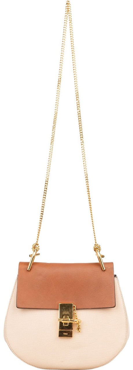Chloé Chloé Bicolor Leather Drew Crossbody Bag Bruin