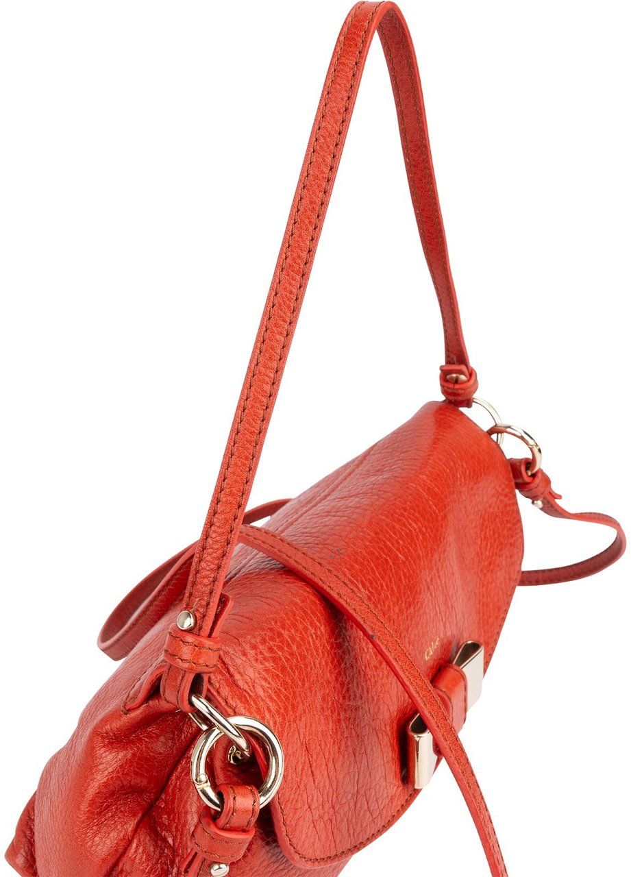 Chloé Pebbled Leather Lily Crossbody Handbag Oranje