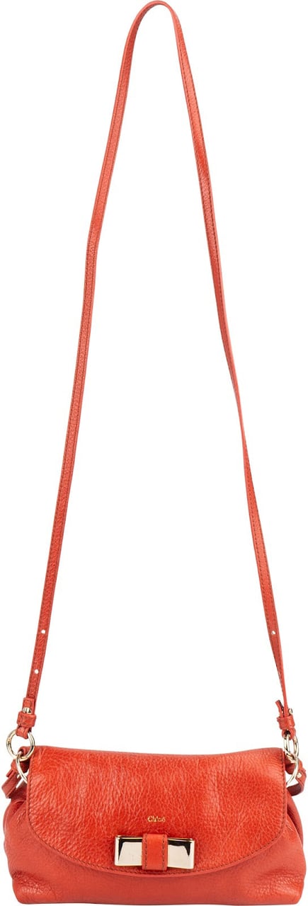 Chloé Pebbled Leather Lily Crossbody Handbag Oranje
