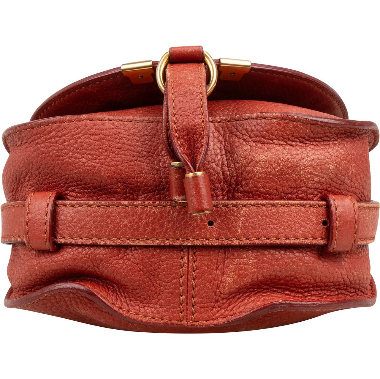 Chloé Chloé Grained Leather Small Marcie Saddle Crossbody Bag Rood