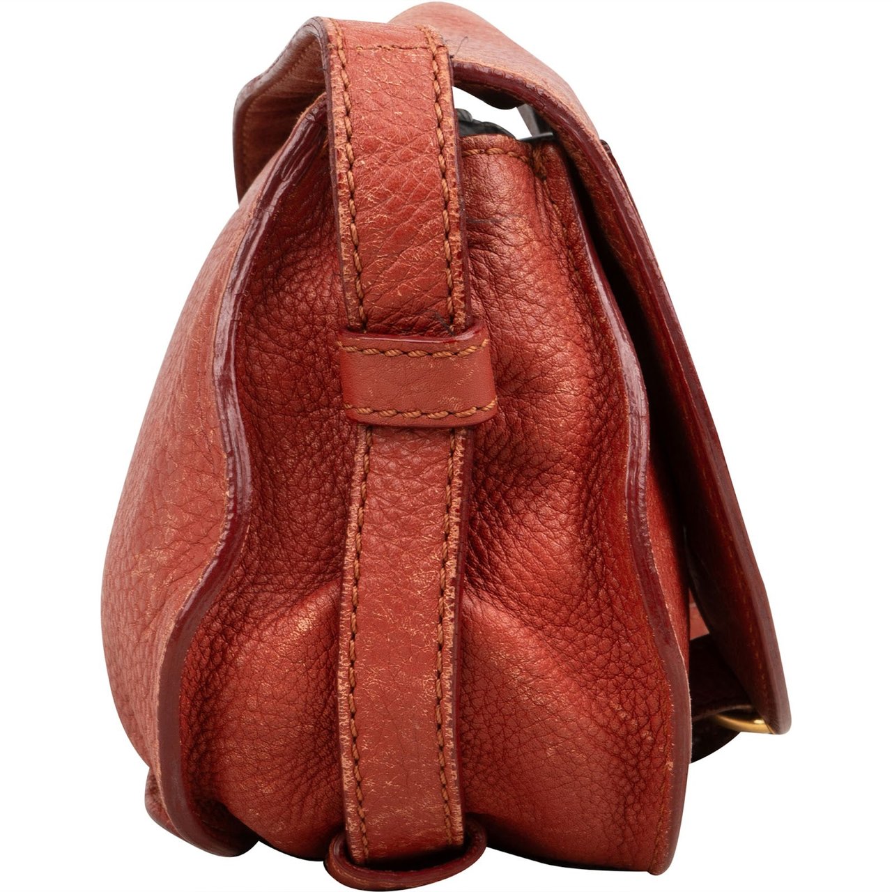 Chloé Chloé Grained Leather Small Marcie Saddle Crossbody Bag Rood