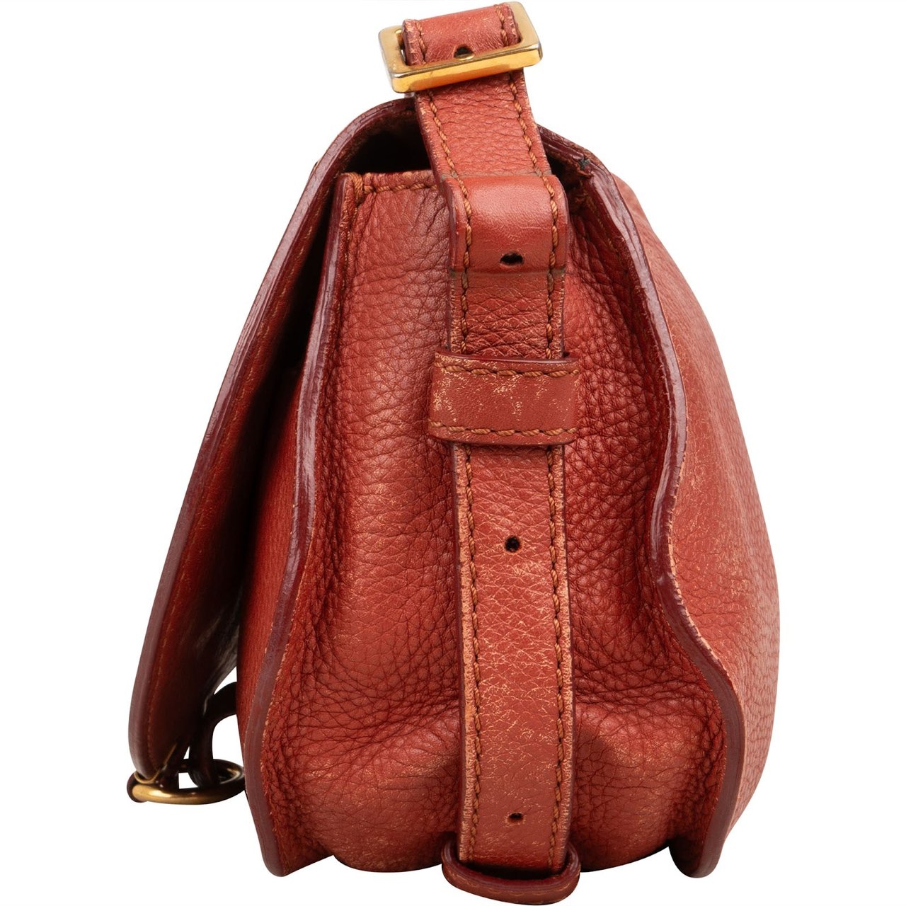 Chloé Chloé Grained Leather Small Marcie Saddle Crossbody Bag Rood