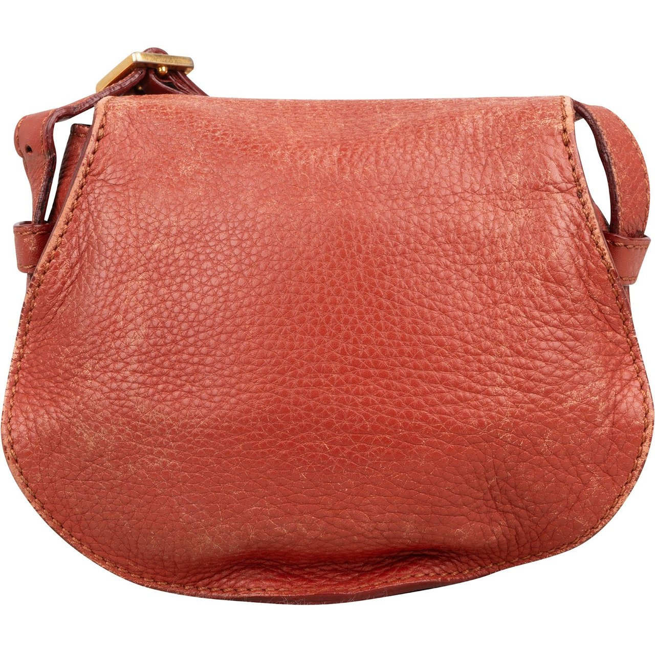 Chloé Chloé Grained Leather Small Marcie Saddle Crossbody Bag Rood