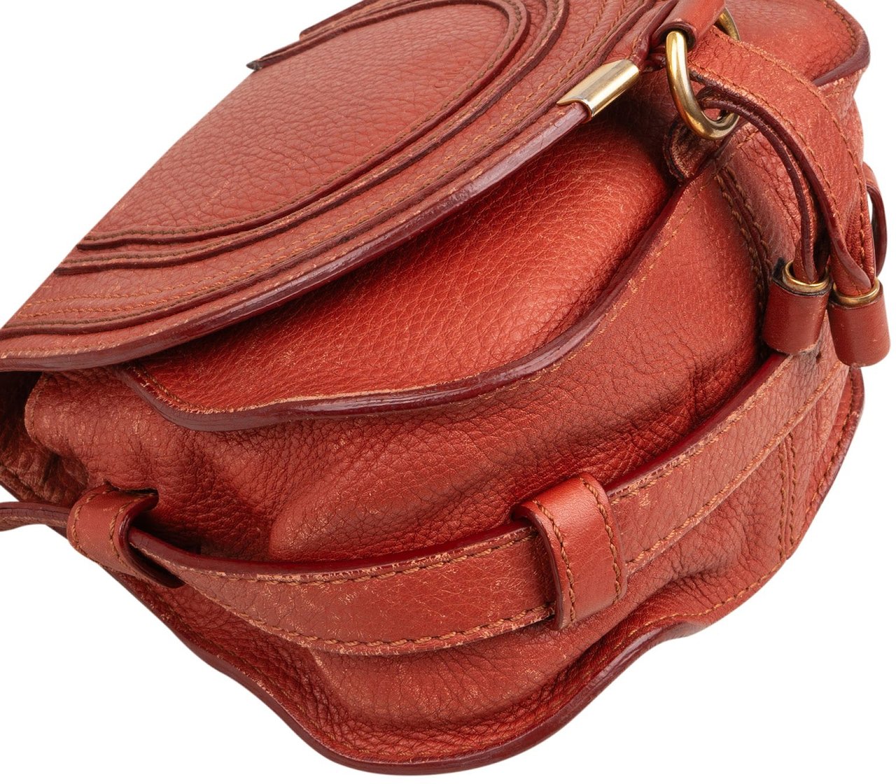 Chloé Chloé Grained Leather Small Marcie Saddle Crossbody Bag Rood