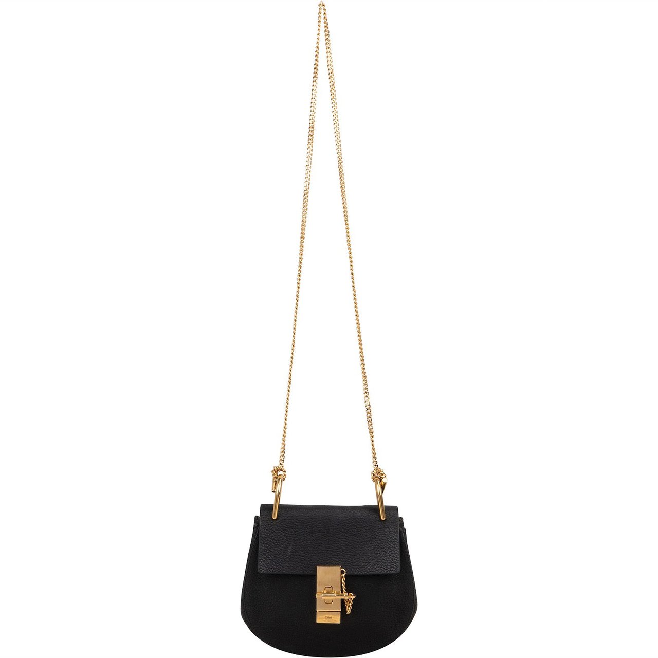 Chloé Grained Leather Small Drew Crossbody Bag Zwart