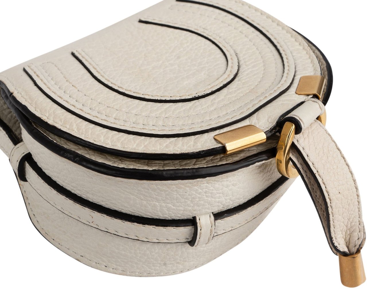 Chloé Grained Calfskin Marcie Mini Crossbody Bag Wit