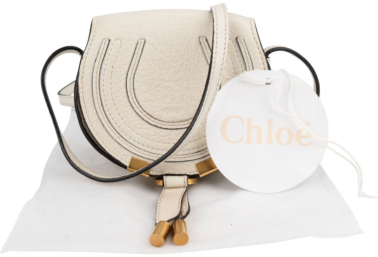 Chloé Grained Calfskin Marcie Mini Crossbody Bag Wit