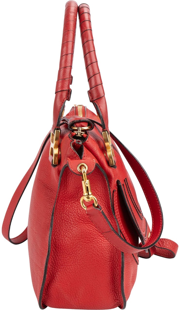 Chloé Grained Calfskin Marcie Handbag Rood