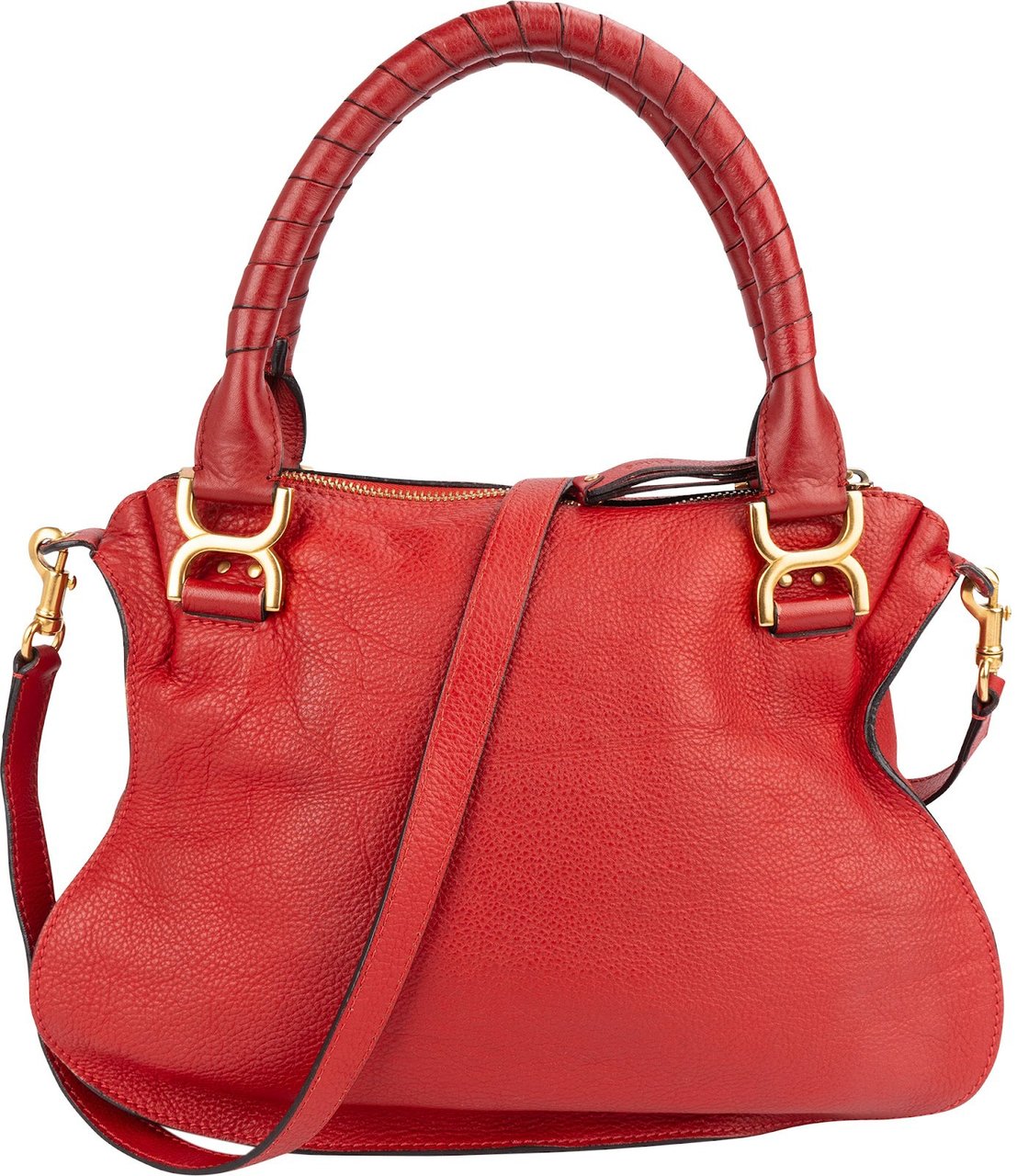 Chloé Grained Calfskin Marcie Handbag Rood