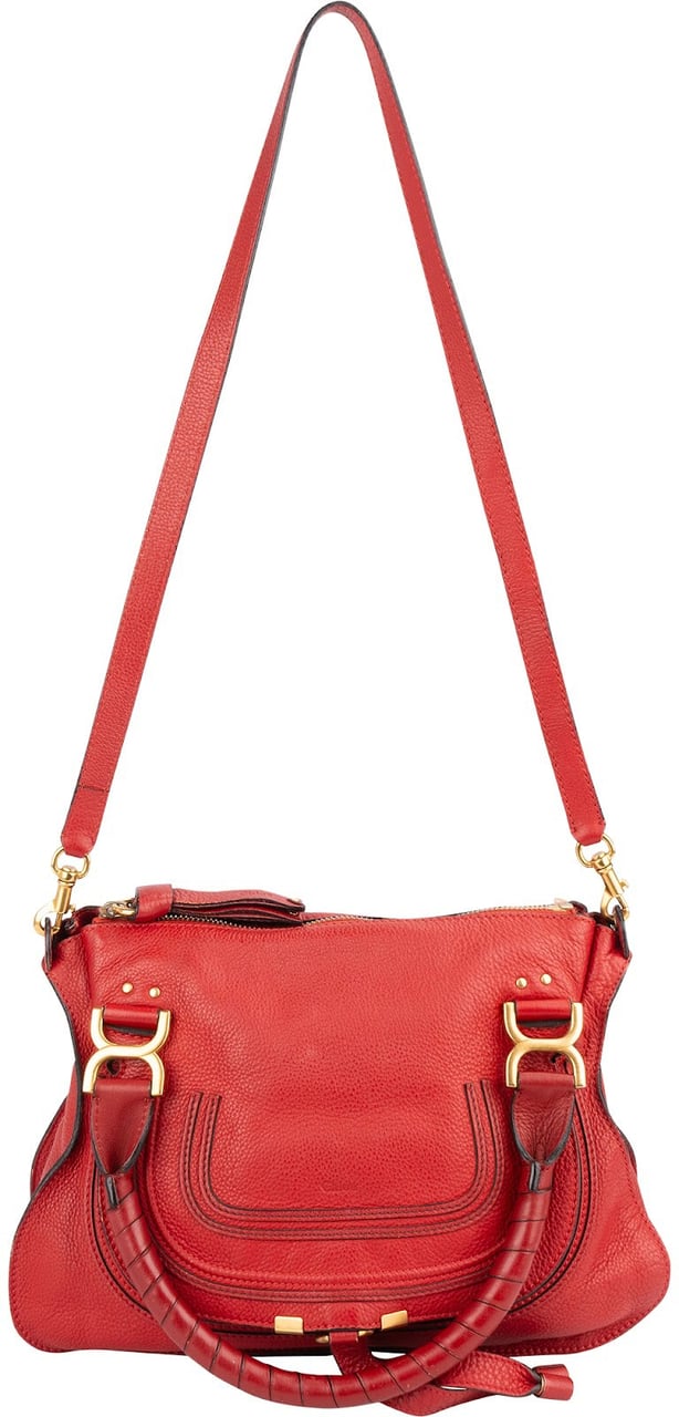 Chloé Grained Calfskin Marcie Handbag Rood