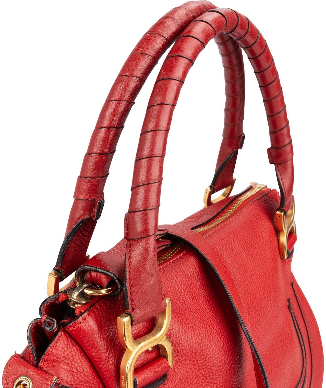 Chloé Grained Calfskin Marcie Handbag Rood