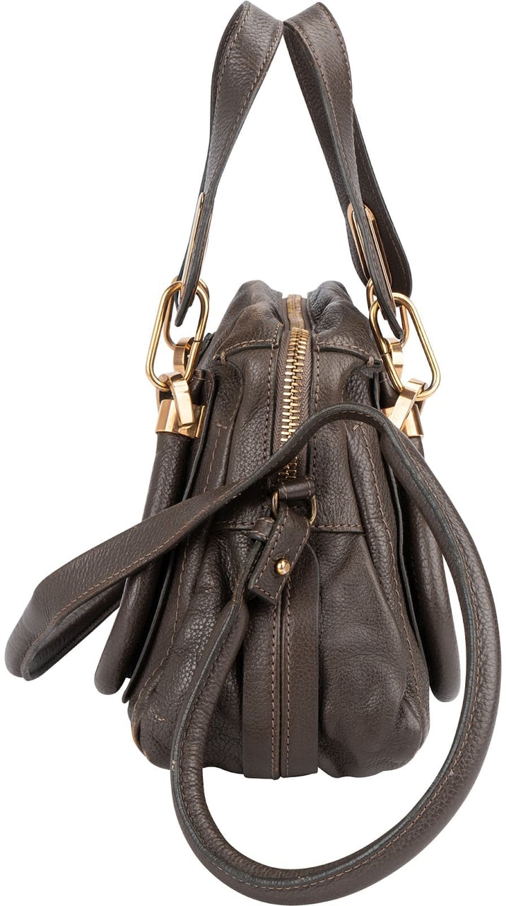 Chloé Chloé Pebbled Leather Small Paraty Shoulder Handbag Bruin
