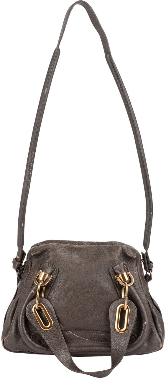 Chloé Chloé Pebbled Leather Small Paraty Shoulder Handbag Bruin