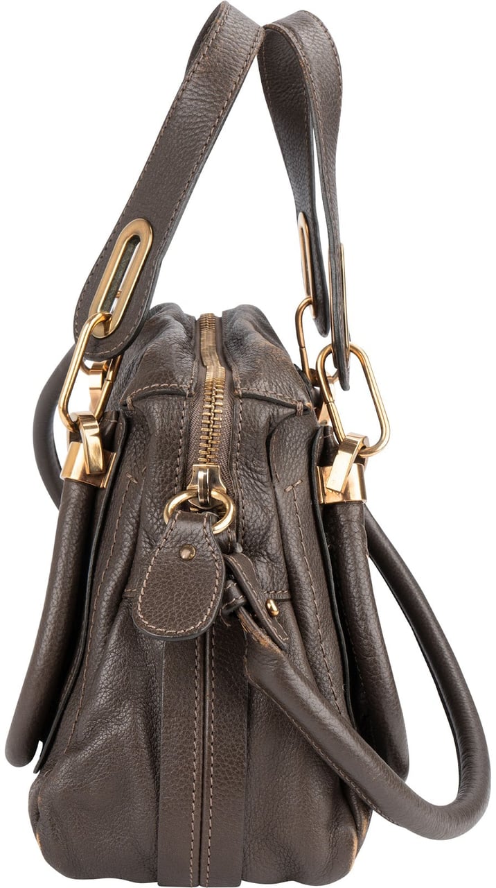 Chloé Chloé Pebbled Leather Small Paraty Shoulder Handbag Bruin