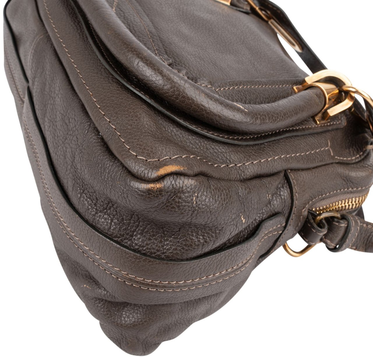 Chloé Chloé Pebbled Leather Small Paraty Shoulder Handbag Bruin