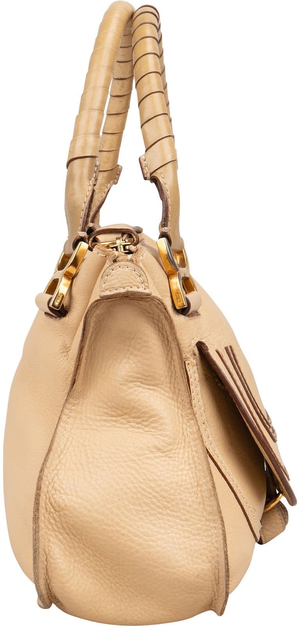Chloé Grained Leather Marcie Handbag Beige